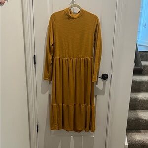 Mustard Long Sleeve Midi Dress